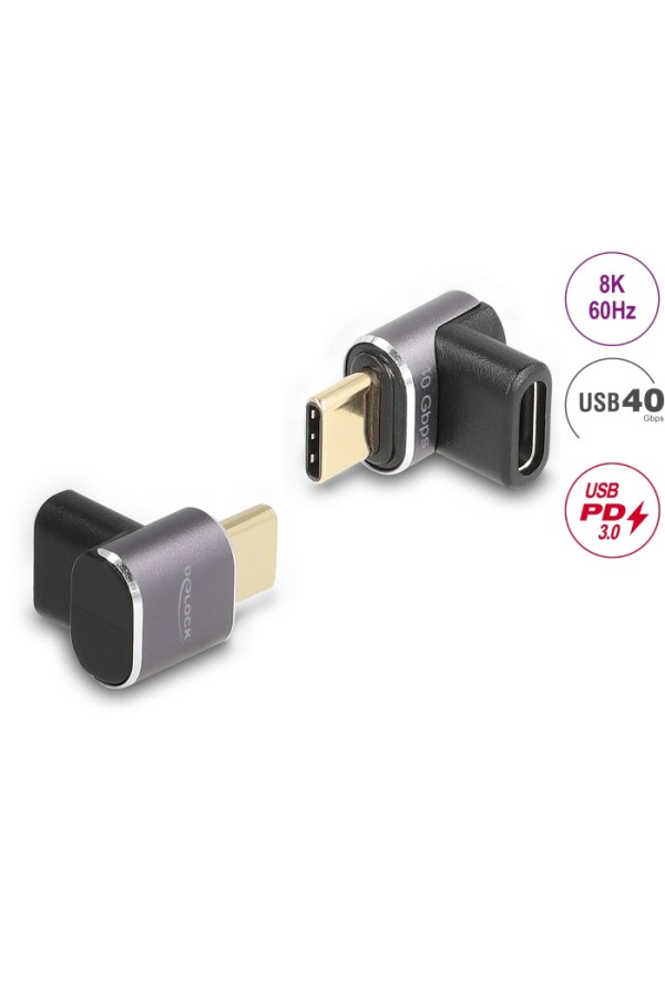 DELOCK αντάπτορας USB-C 60059, αρσενικό σε θηλυκό, 100W, 40Gbps, γκρι