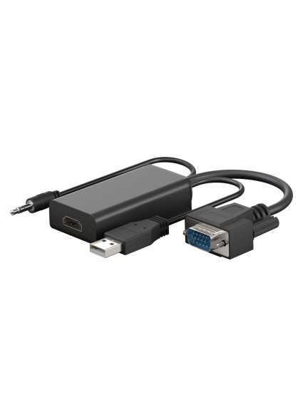 GOOBAY αντάπτορας VGA σε HDMI 61259, 3.5mm Jack, 1080p/60Hz, μαύρος