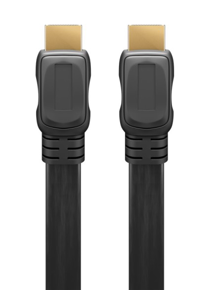 GOOBAY καλώδιο HDMI 2.0 61277, Ethernet flat, 4K/60Hz 18 Gbps, 1m, μαύρο