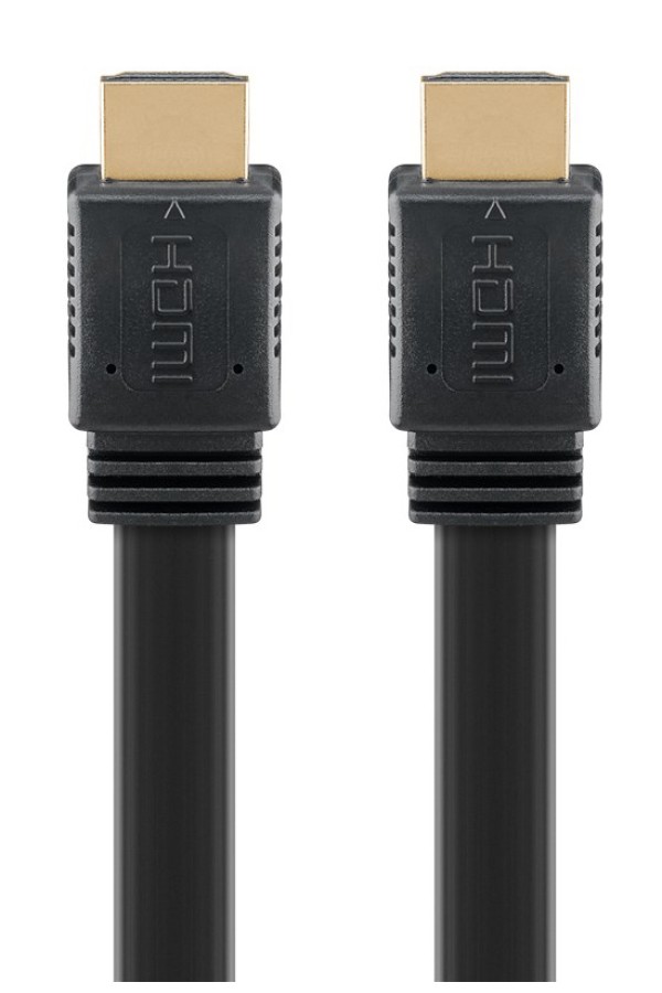 GOOBAY καλώδιο HDMI 2.0 61277, Ethernet flat, 4K/60Hz 18 Gbps, 1m, μαύρο