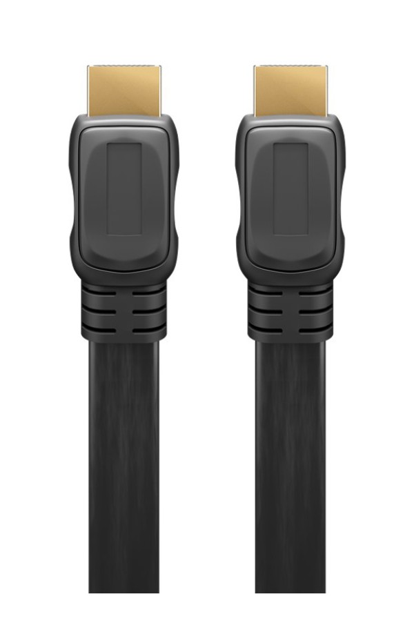 GOOBAY καλώδιο HDMI 2.0 61281, Ethernet, flat, 4K/60Hz 18 Gbps, 5m, μαύρο