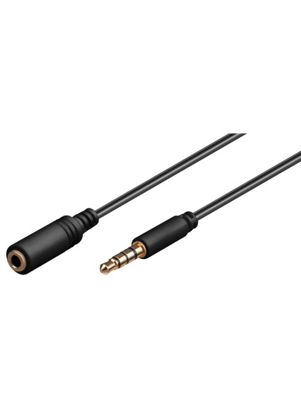 GOOBAY προέκταση καλωδίου ήχου 3.5mm 62481, 4 pin stereo, CU, 5m, μαύρο