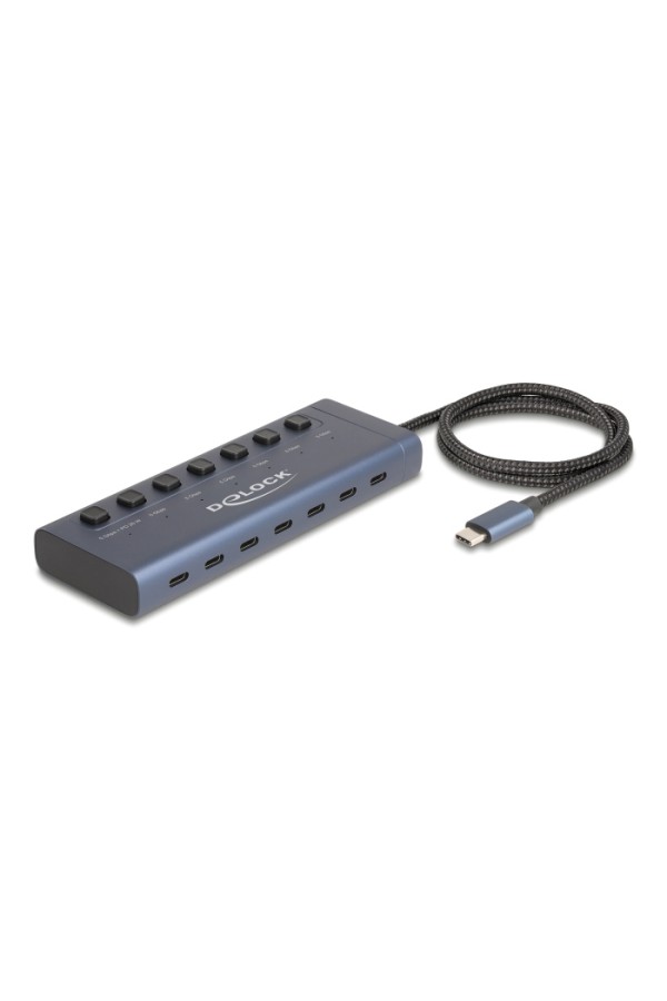 DELOCK USB-C hub 63410 με διακόπτες, 7x θυρών, 5Gbps, 20W, USB-C σύνδεση, μπλε