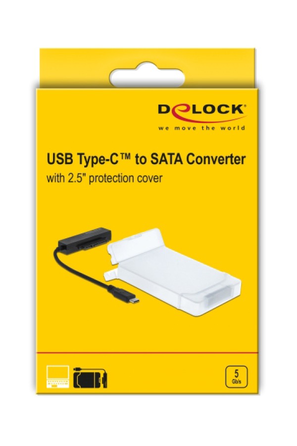 DELOCK αντάπτορας USB-C σε SATA 64084 με θήκη για 2.5