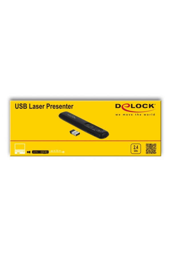 DELOCK Τηλεχειριστήριο παρουσιάσεων 64092 με laser, ασύρματο, έως 30m