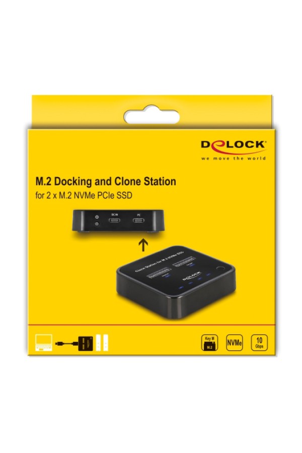DELOCK docking station 64177, clone function, 2x M.2 NVMe 10 Gbps, μαύρο