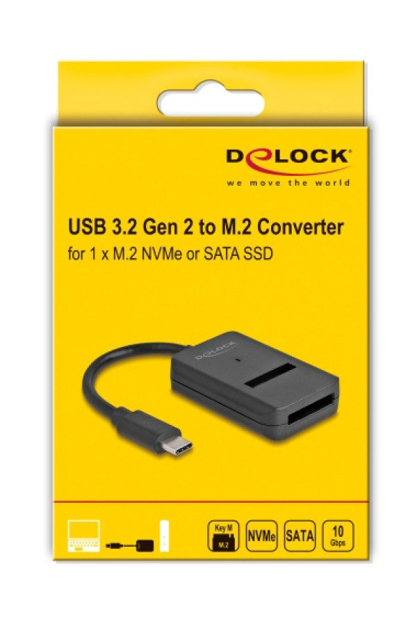 DELOCK αντάπτορας USB-C σε M.2 NVMe PCIe/SATA SSD 64198, 10Gbps