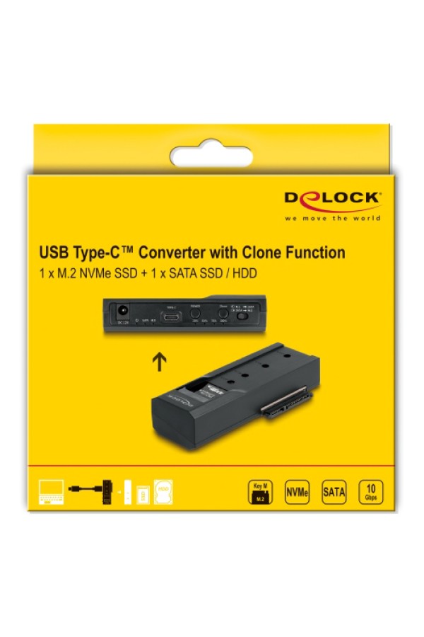 DELOCK docking station 64252 για M.2 NVMe/SATA SSD & HDD, clone function