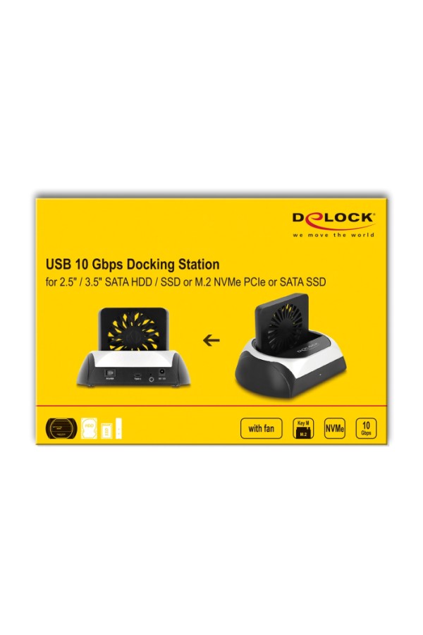 DELOCK docking station 64280 για M.2 NVMe/SATA SSD & HDD, 10Gbps, μαύρο