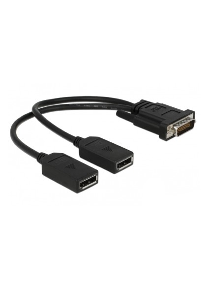 DELOCK αντάπτορας DMS-59 σε 2x DisplayPort 65354, 25cm, μαύρος