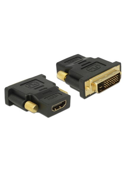 DELOCK αντάπτορας DVI 24+1 σε HDMI 65466, 4K, gold-plated, μαύρος