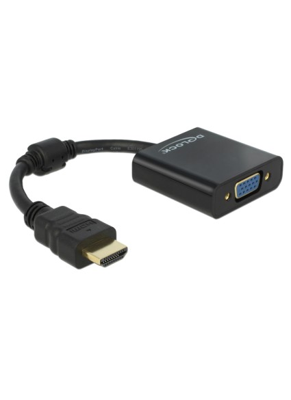 DELOCK αντάπτορας HDMI σε VGA 65512, 1080p, μαύρος