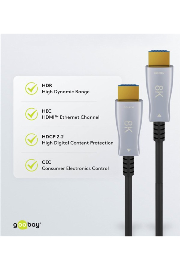 GOOBAY καλώδιο HDMI 2.1 65559 με Ethernet, 8K/60Hz, 48 Gbps, 20m, μαύρο