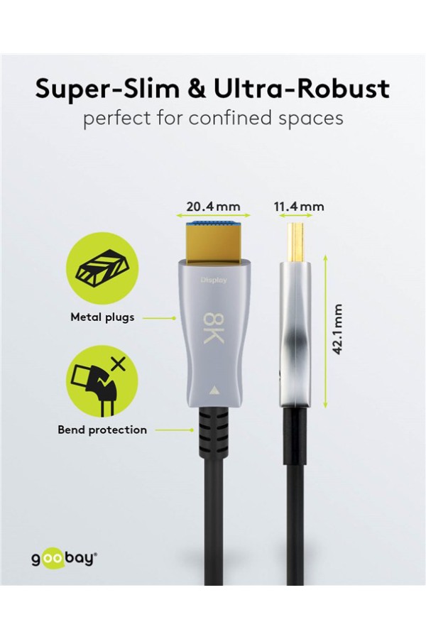 GOOBAY καλώδιο HDMI 2.1 65559 με Ethernet, 8K/60Hz, 48 Gbps, 20m, μαύρο