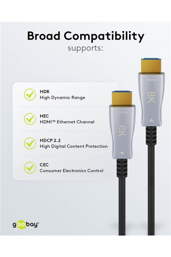 GOOBAY καλώδιο HDMI 2.1 65559 με Ethernet, 8K/60Hz, 48 Gbps, 20m, μαύρο