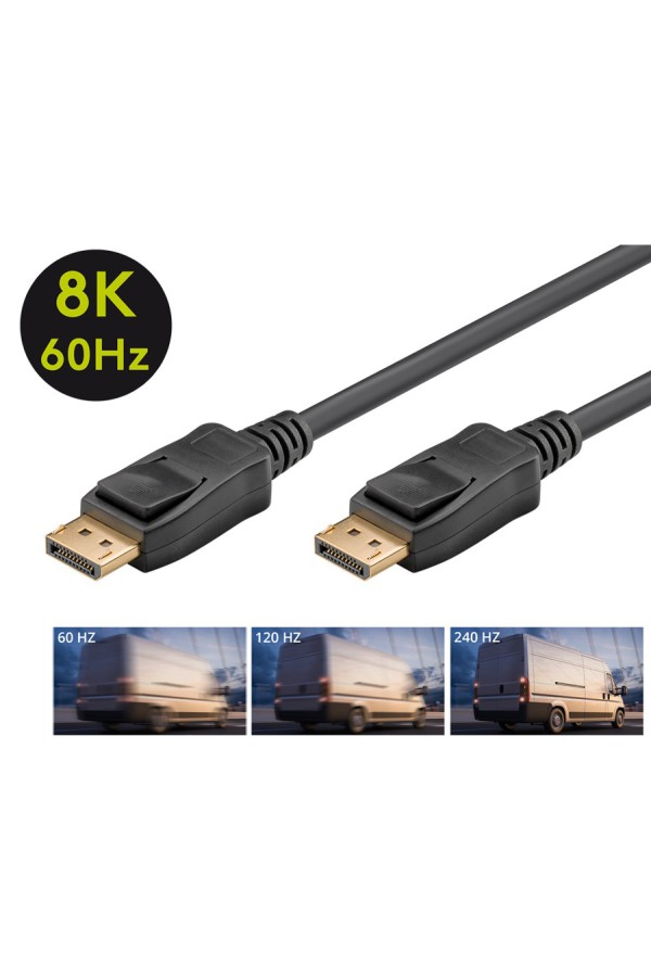 GOOBAY καλώδιο DisplayPort 65808 Certified, 8K/60Hz 32.4 Gbps, 1m, μαύρο