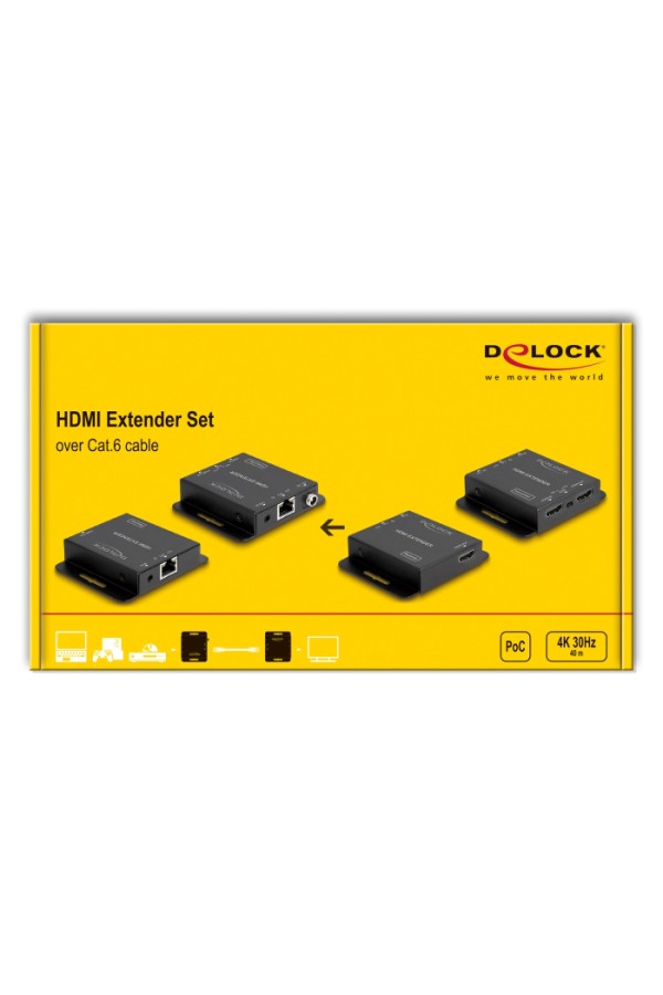 DELOCK HDMI video extender 65832, Cat.6 έως 70m, Power Over Cable, 4K