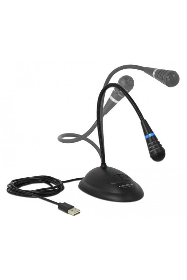 DELOCK μικρόφωνο με βάση και mute button 65871, USB, 1.7m, μαύρο