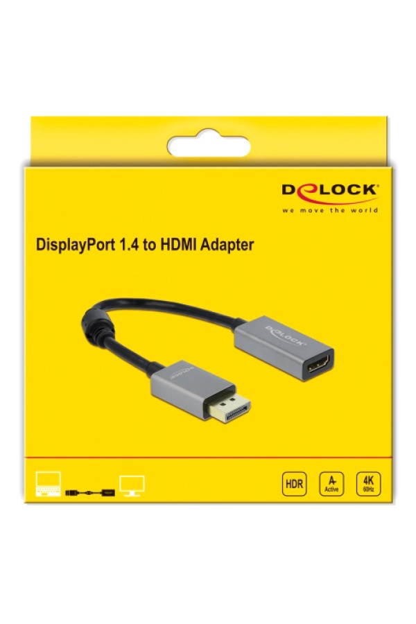 DELOCK αντάπτορας DisplayPort 1.4 σε HDMI 66436, 4K/60Hz, active, γκρι