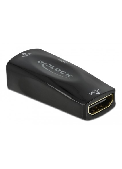 DELOCK αντάπτορας HDMI σε VGA 66560, με audio, 1080p/60Hz, μαύρος