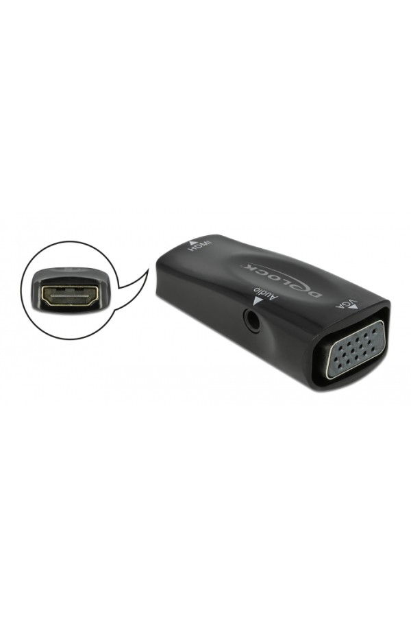 DELOCK αντάπτορας HDMI σε VGA 66560, με audio, 1080p/60Hz, μαύρος
