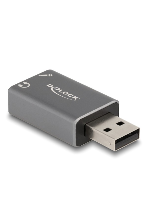 DELOCK εξωτερική κάρτα ήχου 66633, 2x 3.5mm, USB σύνδεση, γκρι