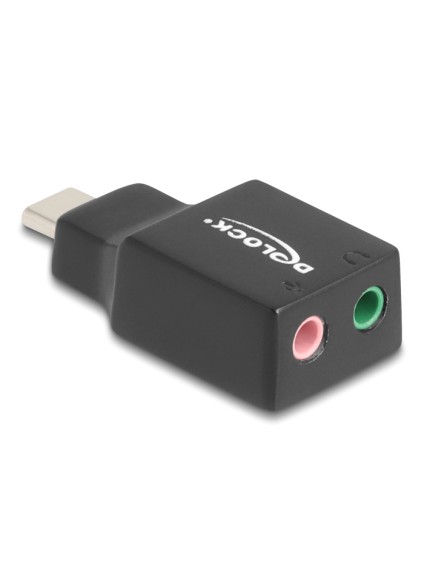 DELOCK εξωτερική κάρτα ήχου 67128, 2x 3.5mm, USB-C σύνδεση, μαύρη