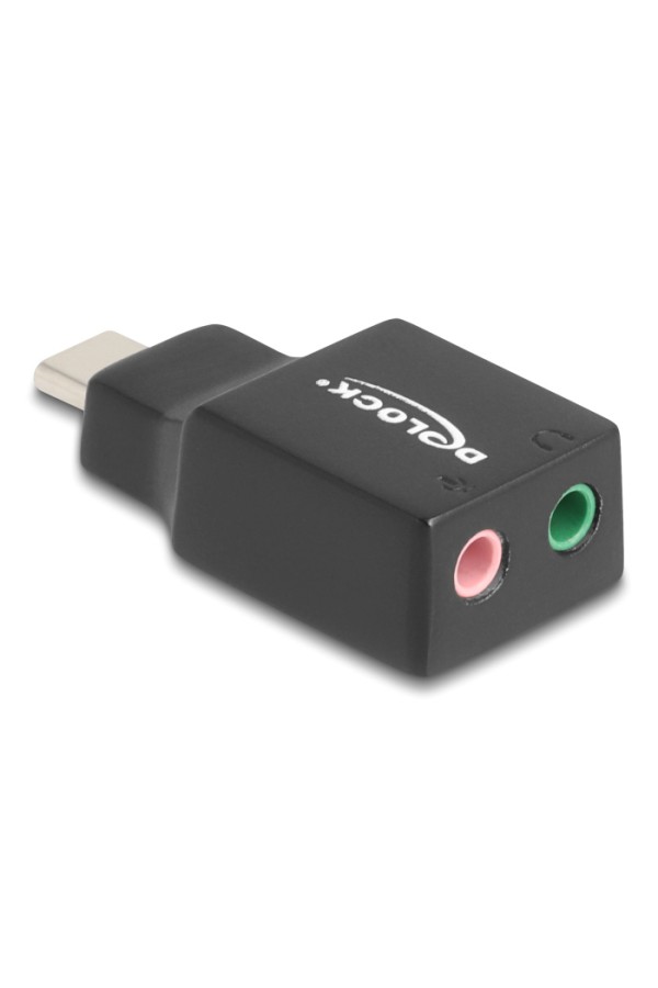 DELOCK εξωτερική κάρτα ήχου 67128, 2x 3.5mm, USB-C σύνδεση, μαύρη