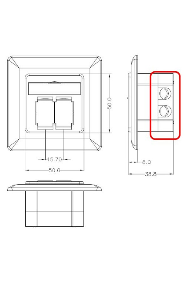 GOOBAY επιτοίχια πρίζα CAT 6e 68246, 2x RJ45, 80x80, λευκή