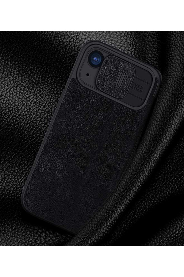 NILLKIN θήκη Qin Pro για iPhone 15, δερμάτινη, μαύρη