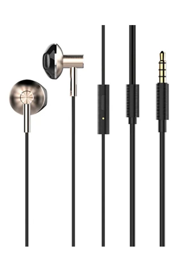 LDNIO earphones με μικρόφωνο HP09, 3.5mm σύνδεση, Φ13mm, 1.2m, ροζ χρυσό