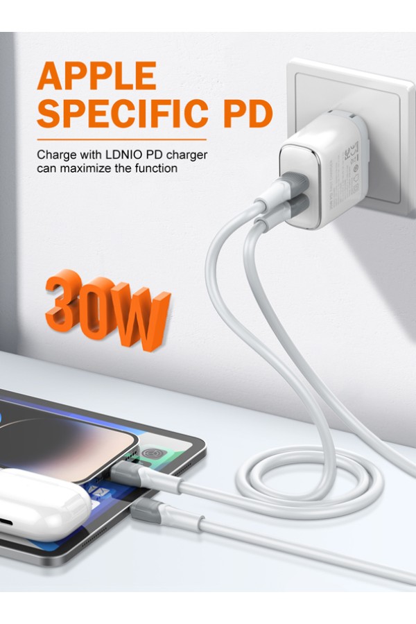 LDNIO καλώδιο Lightning σε USB-C LC601I, 30W PD, 1m, γκρι