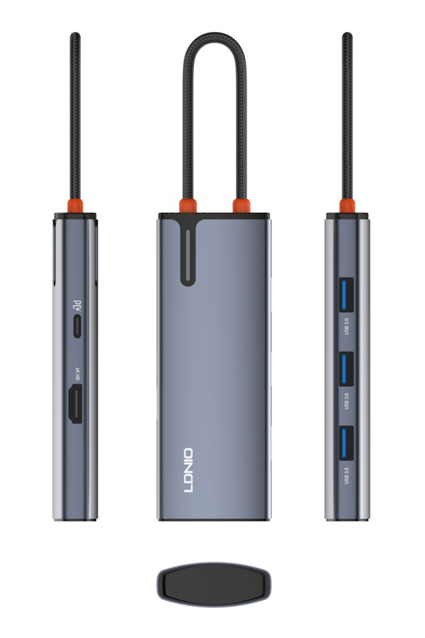 LDNIO docking station DS-15H, 5 θυρών, USB-C σύνδεση, 4K, 100W PD, γκρι