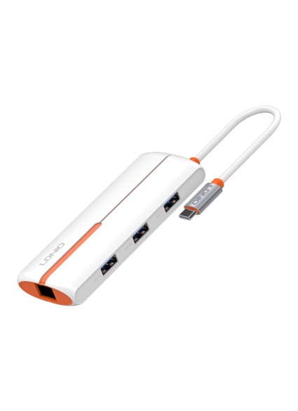 LDNIO USB hub DS-26U με θύρα δικτύου, 6 θυρών, USB-C σύνδεση, 100W PD, λευκό