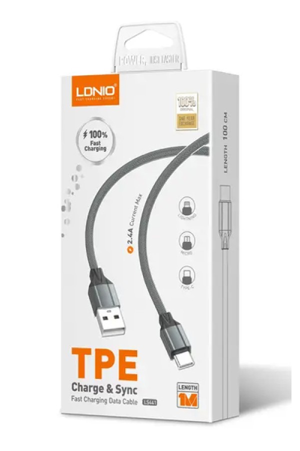 LDNIO καλώδιο Micro USB σε USB LS441, 12W, 1m, γκρι