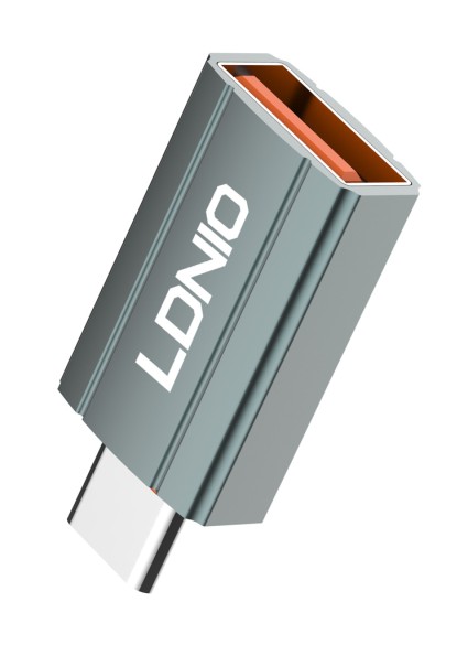 LDNIO αντάπτορας USB-C σε USB LC140, αρσενικό σε θηλυκό, γκρι