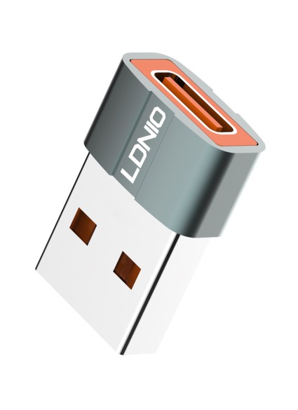 LDNIO αντάπτορας USB σε USB-C LC150, αρσενικό σε θηλυκό, γκρι