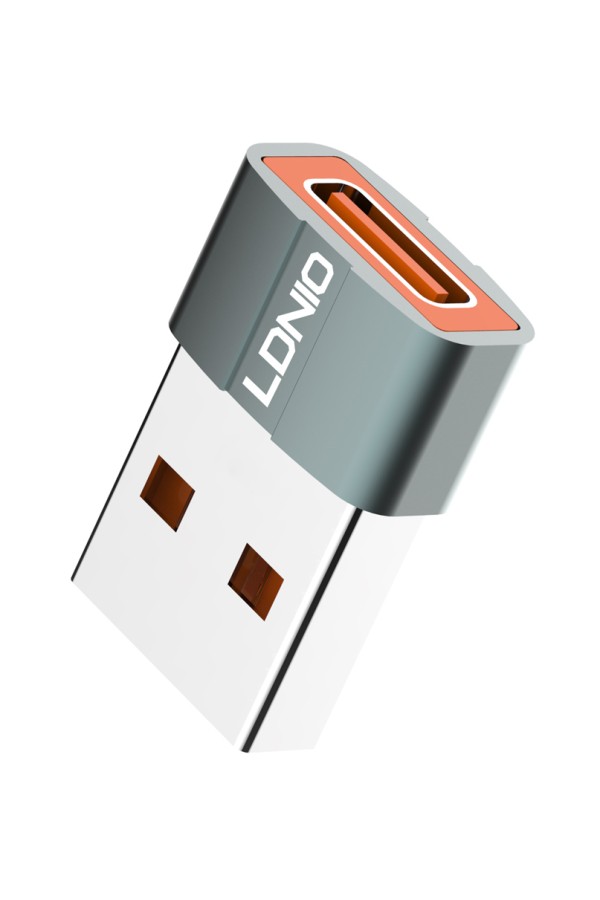 LDNIO αντάπτορας USB σε USB-C LC150, αρσενικό σε θηλυκό, γκρι