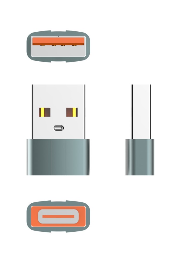 LDNIO αντάπτορας USB σε USB-C LC150, αρσενικό σε θηλυκό, γκρι