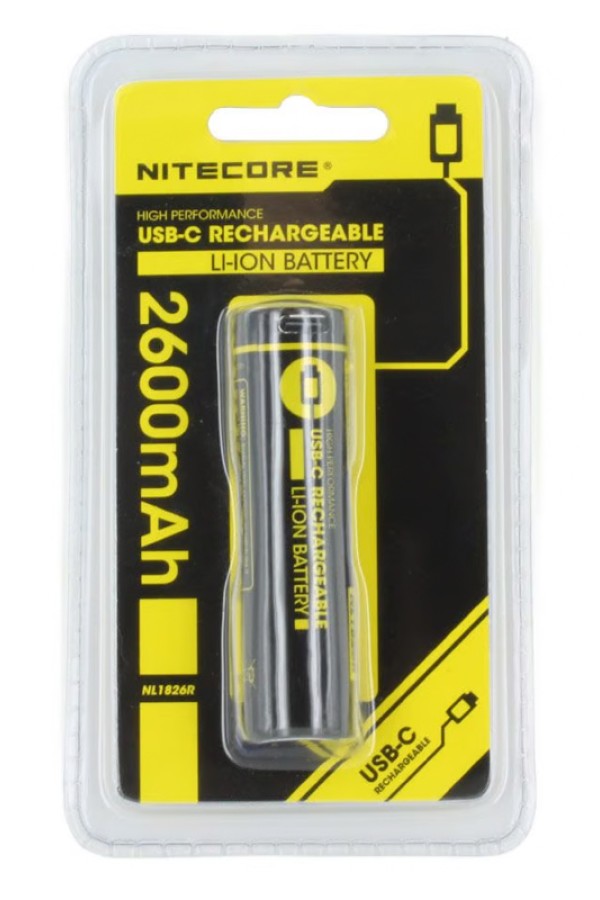 NITECORE επαναφορτιζόμενη μπαταρία τύπου 18650 NL1826R, 2600mAh, USB-C