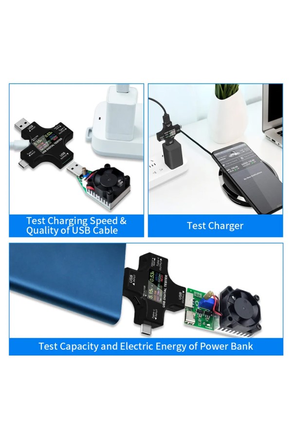Συσκευή ελέγχου λειτουργίας θύρας USB, Micro USB & USB-C, 3.6-32V, LCD