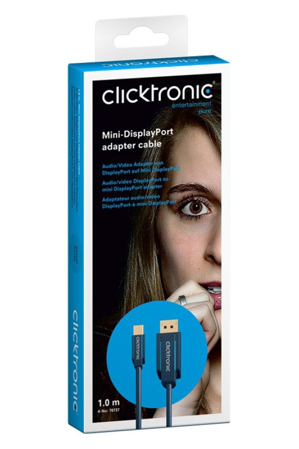 CLICKTRONIC καλώδιο DisplayPort σε DisplayPort Mini 70737, 1m, HD, μπλε