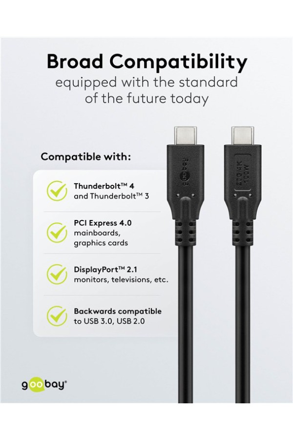 GOOBAY καλώδιο USB-C 74196, USB4, 100W, 20Gbps, 4K/60Hz, 1.5m, μαύρο