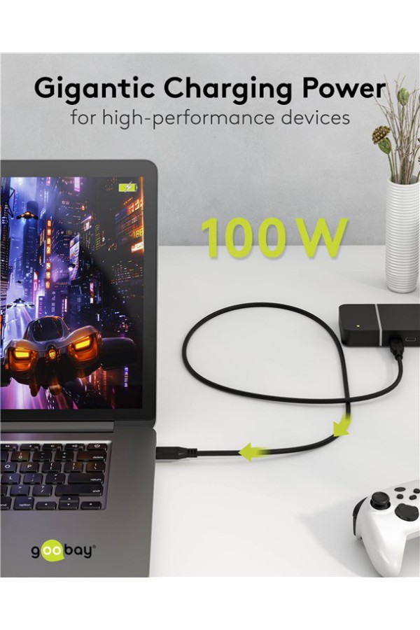 GOOBAY καλώδιο USB-C 74196, USB4, 100W, 20Gbps, 4K/60Hz, 1.5m, μαύρο