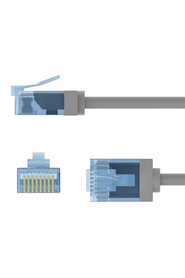 GOOBAY καλώδιο δικτύου 74219, CAT 6A U/UTP, slim, copper, 500MHz, 0.15m, γκρι