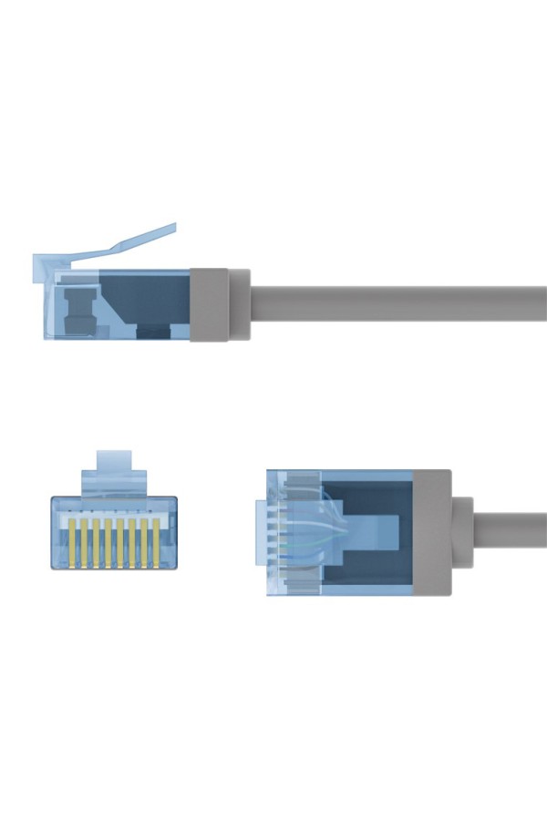 GOOBAY καλώδιο δικτύου 74222, CAT 6A U/UTP, slim, copper, 10Gbps, 1m, γκρι