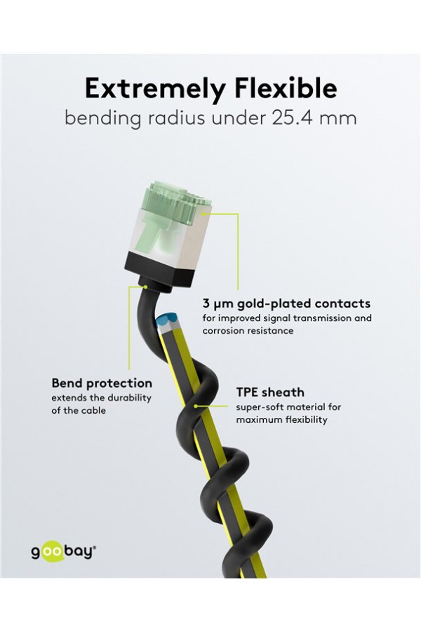 GOOBAY καλώδιο δικτύου 74353, CAT 8.1 U/FTP, slim, copper, 40Gbps, 1m, μαύρο