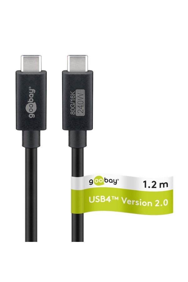 GOOBAY καλώδιο USB-C 74376, USB4, 240W, 80Gbps, 16K/60Hz, 1.2m, μαύρο