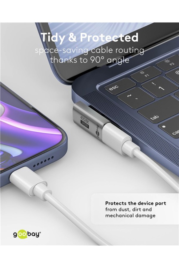 GOOBAY αντάπτορας USB-C 74443, γωνιακός 90°, USB4, 240W, 40Gbps, 8K, γκρι