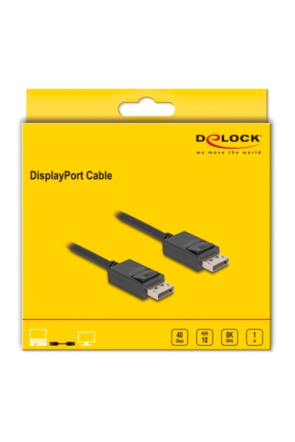 DELOCK καλώδιο DisplayPort 2.1 80492, 8K/60Hz 4K/120Hz 40 Gbps 1m, μαύρο